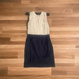 Loft White and Denim Sleeveless Midi Dress size 4